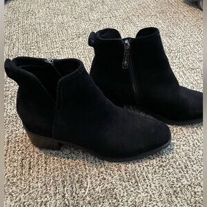 Blonde Black Suede Waterproof Ankle Boots